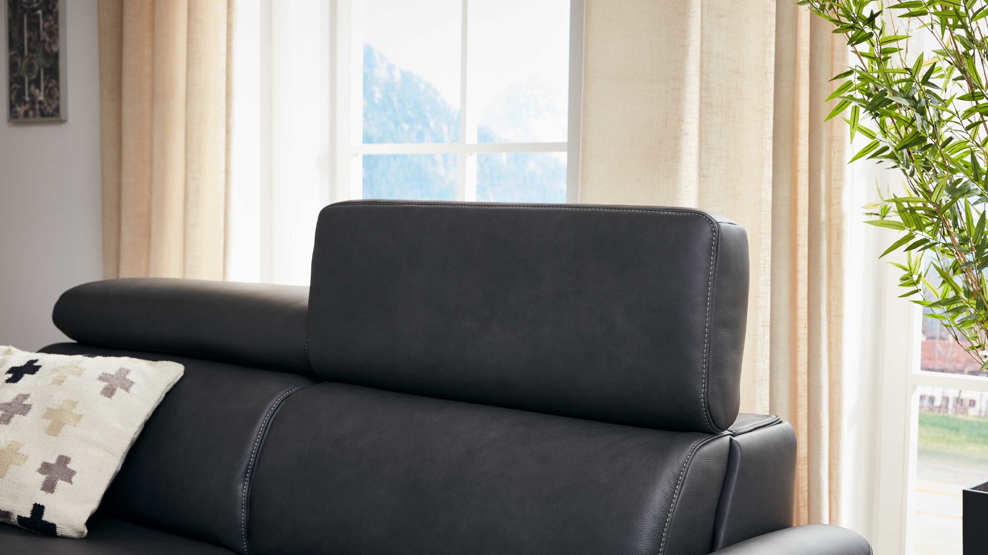 Zweisitzer comfortmaster besser sitzen, liegen, leben aus Leder in Schwarz Comfortmaster 1181 Spektra - Zweisitzer 274 M mit Bettfunktion kohlefarbenes LongLife-Leder LG18 – Breite ca. 175 cm