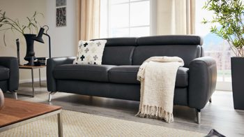 Zweisitzer comfortmaster besser sitzen, liegen, leben aus Leder in Schwarz Comfortmaster 1181 Spektra - Zweisitzer 364 M kohlefarbenes LongLife-Leder LG18 – Breite ca. 175 cm