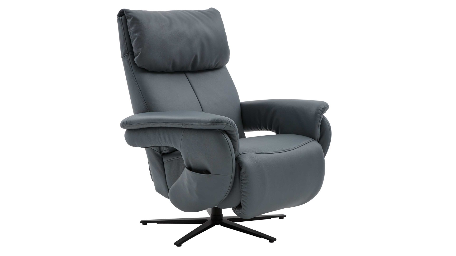 Relaxsessel comfortmaster besser sitzen, liegen, leben aus Leder in Blau Comfortmaster 7446 - Relaxsessel 56V44 blaues LongLife-Leder Rustika & anthrazitfarbener Sternfuß