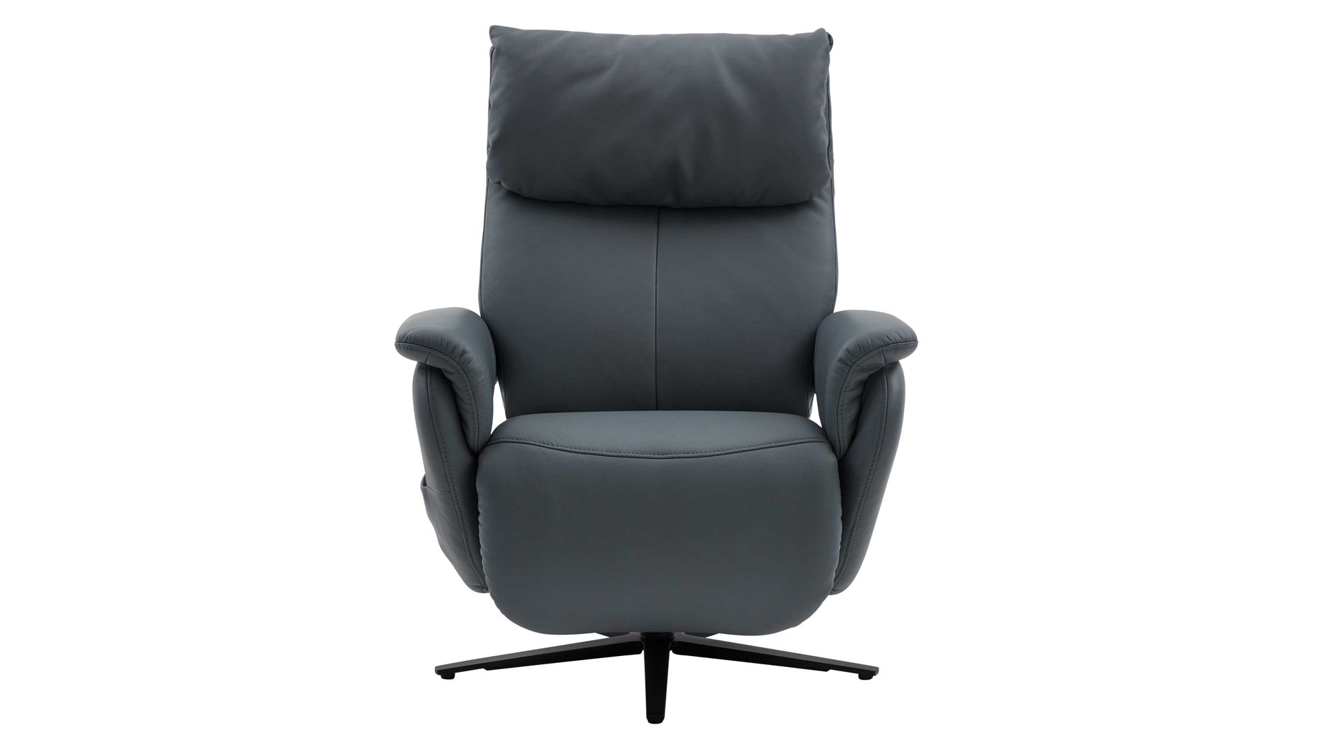 Relaxsessel comfortmaster besser sitzen, liegen, leben aus Leder in Blau Comfortmaster 7446 - Relaxsessel 56V44 blaues LongLife-Leder Rustika & anthrazitfarbener Sternfuß
