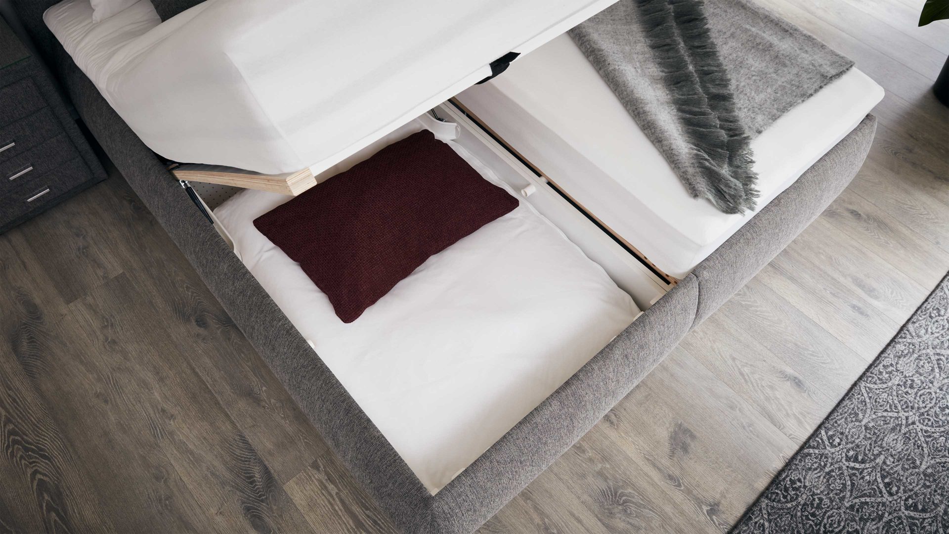 Polsterbett comfortmaster besser sitzen, liegen, leben aus Stoff in Grau Comfortmaster Messina - Polsterbett graue Mikrofaser Brego 321100 – Liegefläche ca. 180 x 200 cm