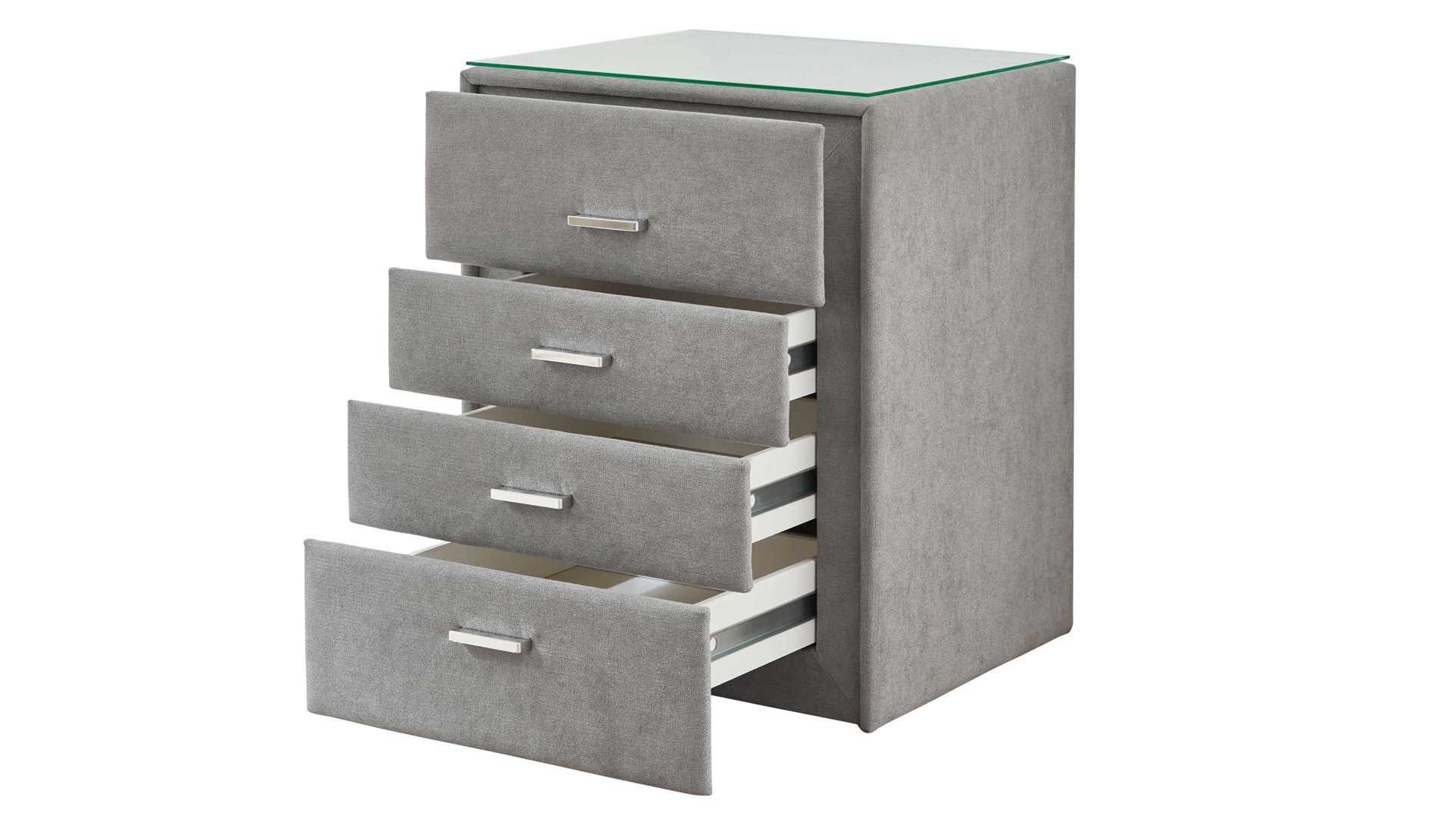 Nachtkommode comfortmaster besser sitzen, liegen, leben aus Stoff in Hellgrau Comfortmaster Dreamplace 2.0 - Nachtkommode 47 graue Mikrofaser Enjoy 275317 – vier Schubladen