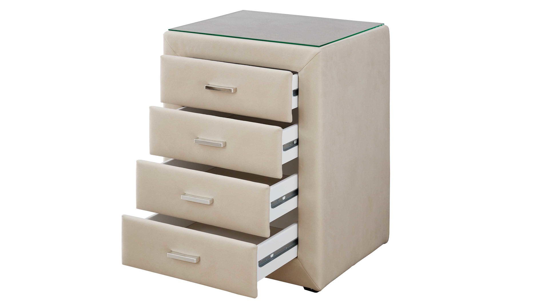 Nachtkommode comfortmaster besser sitzen, liegen, leben aus Stoff in Beige Comfortmaster Dreamplace 2.0 - Nachtkommode 43 naturfarbene Mikrofaser Felina 532000 – vier Schubladen