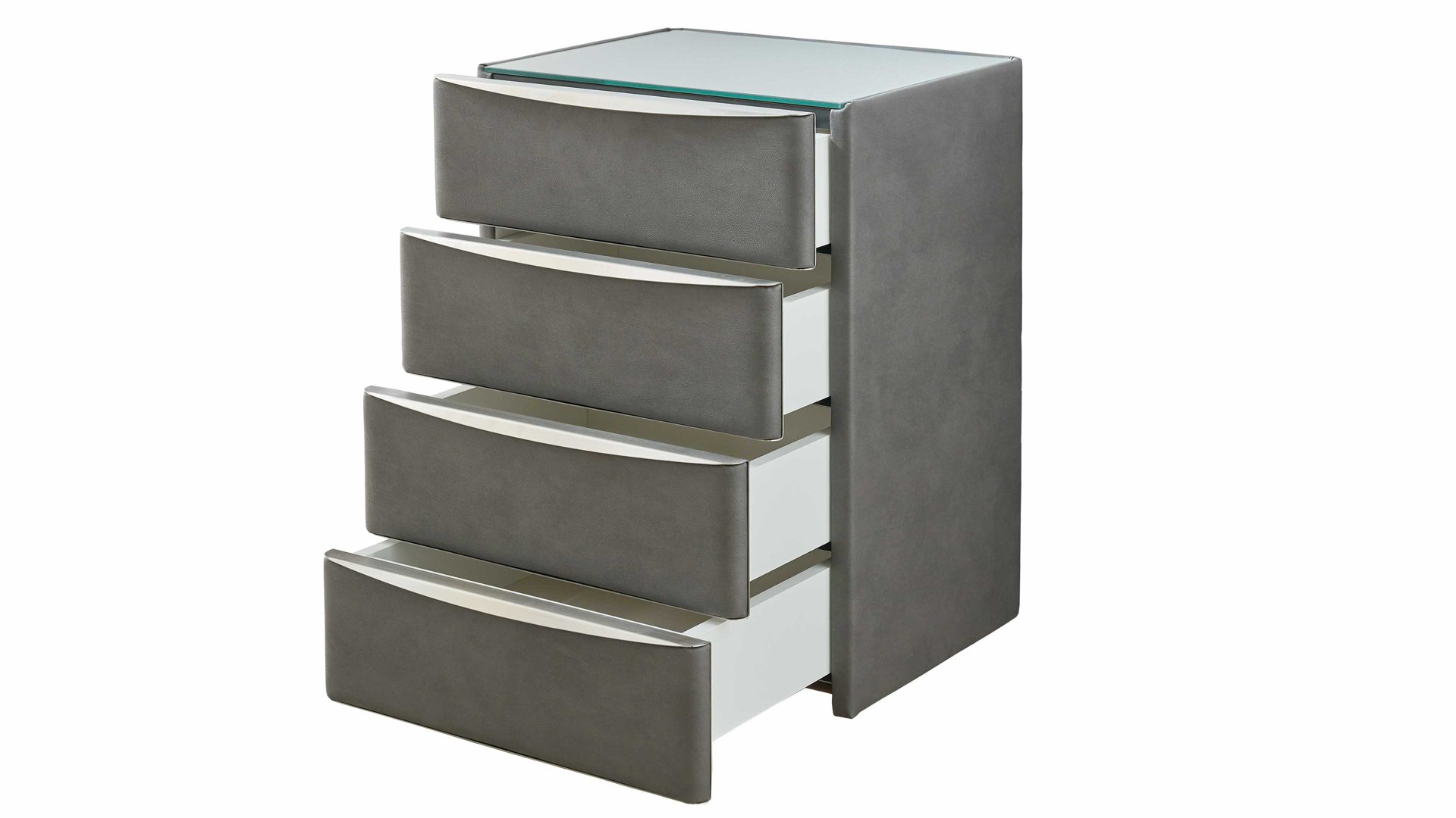 Nachtkommode comfortmaster besser sitzen, liegen, leben aus Stoff in Dunkelgrau Comfortmaster Dreamplace 2.0 - Nachtkommode 49 schieferfarbene Mikrofaser Galero 640009 – vier Schubladen