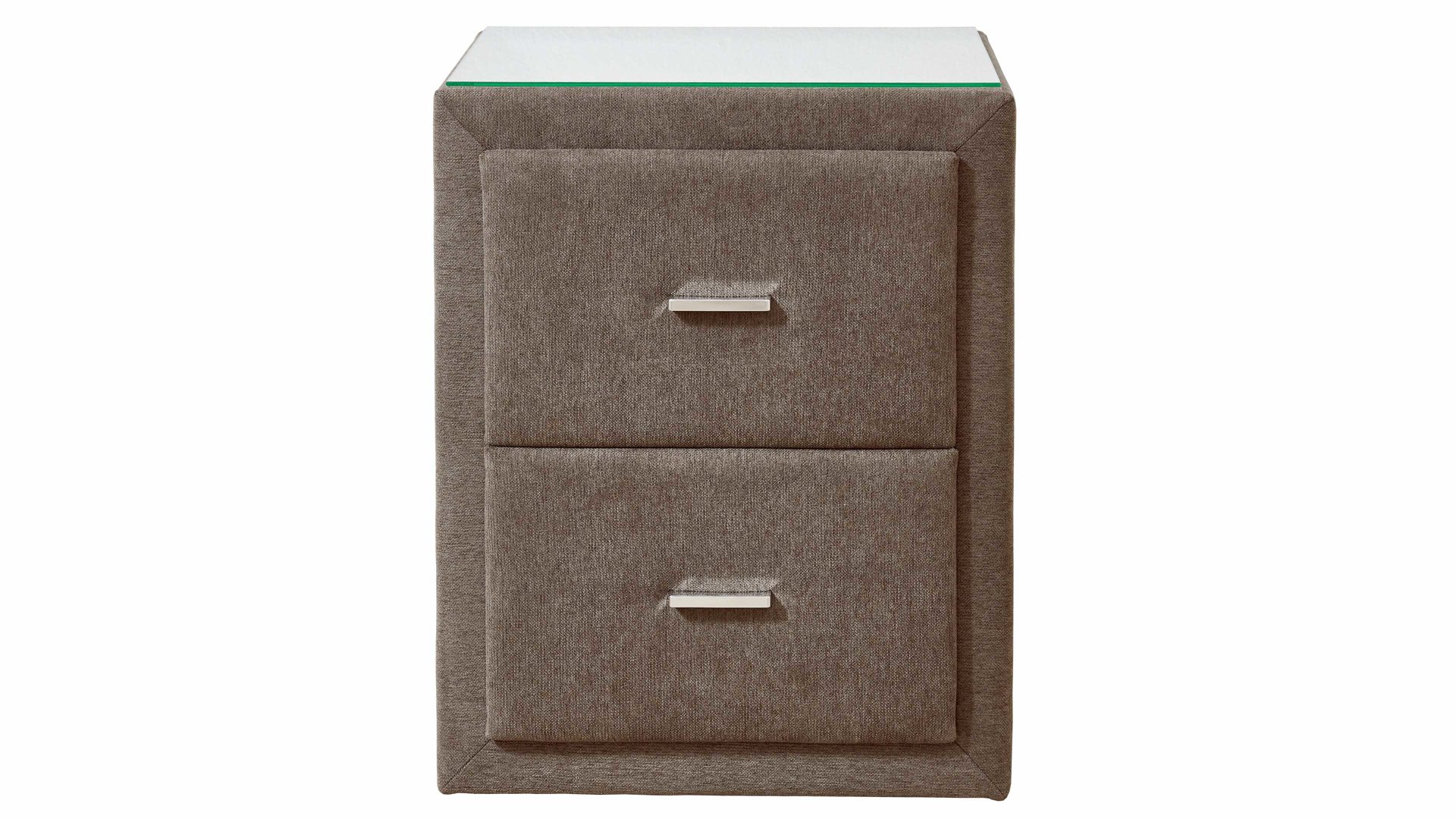 Nachtkommode comfortmaster besser sitzen, liegen, leben aus Stoff in Braun Comfortmaster Dreamplace 2.0 - Nachtkommode 46 steinfarbene Mikrofaser Nele 432006 – zwei Schubladen