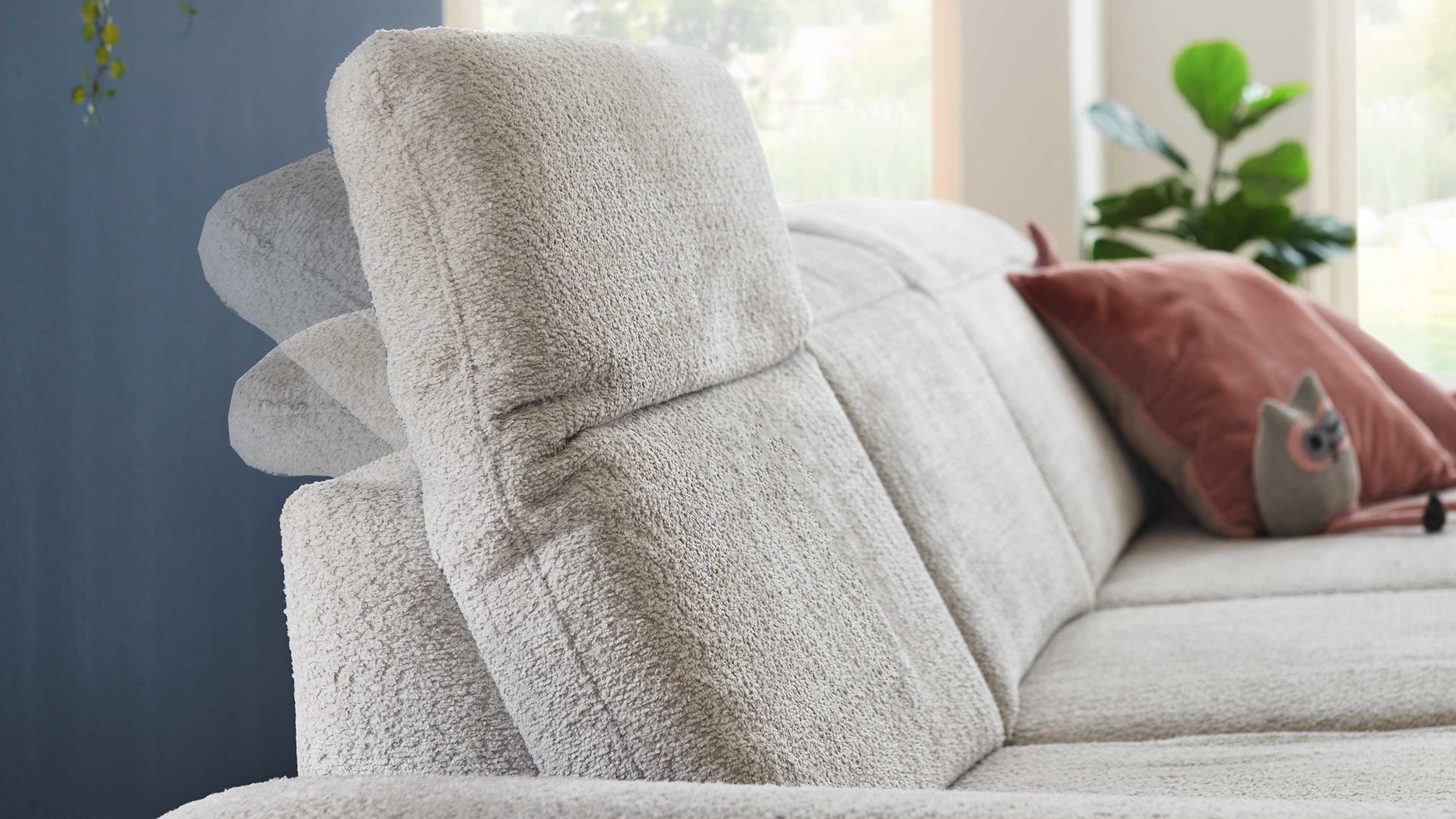 Ecksofa modulmaster aus Stoff in Hellgrau Modulmaster VS-MP1171 - Ecksofa silberfarbene Chenille Kama - Stellfläche ca. 306 x 196 cm