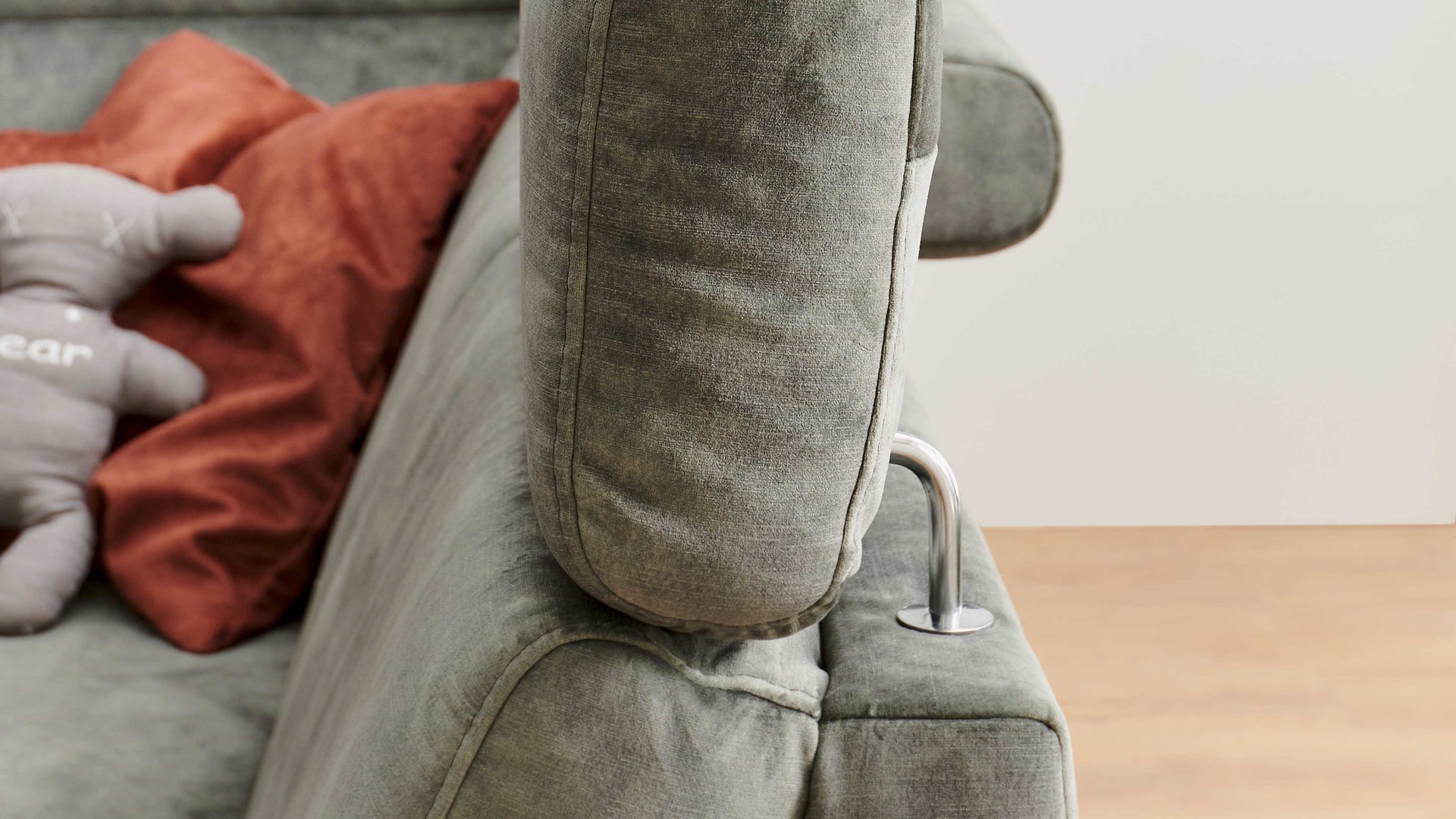 Ecksofa modulmaster aus Stoff in Dunkelgrün Modulmaster MM-ZE1162 - Wohnlandschaft mit Federkern moosfarbener Velours Amira & schwarze Metallfüße - Stellfläche ca. 346 x 227 cm