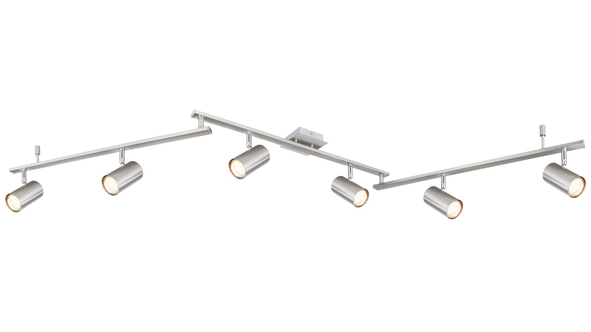 Strahler / Spot Globo lighting aus Metall in Nickel GLOBO Deckenstrahler Robby Nickel matt - sechs Spots, Länge  ca. 180 cm