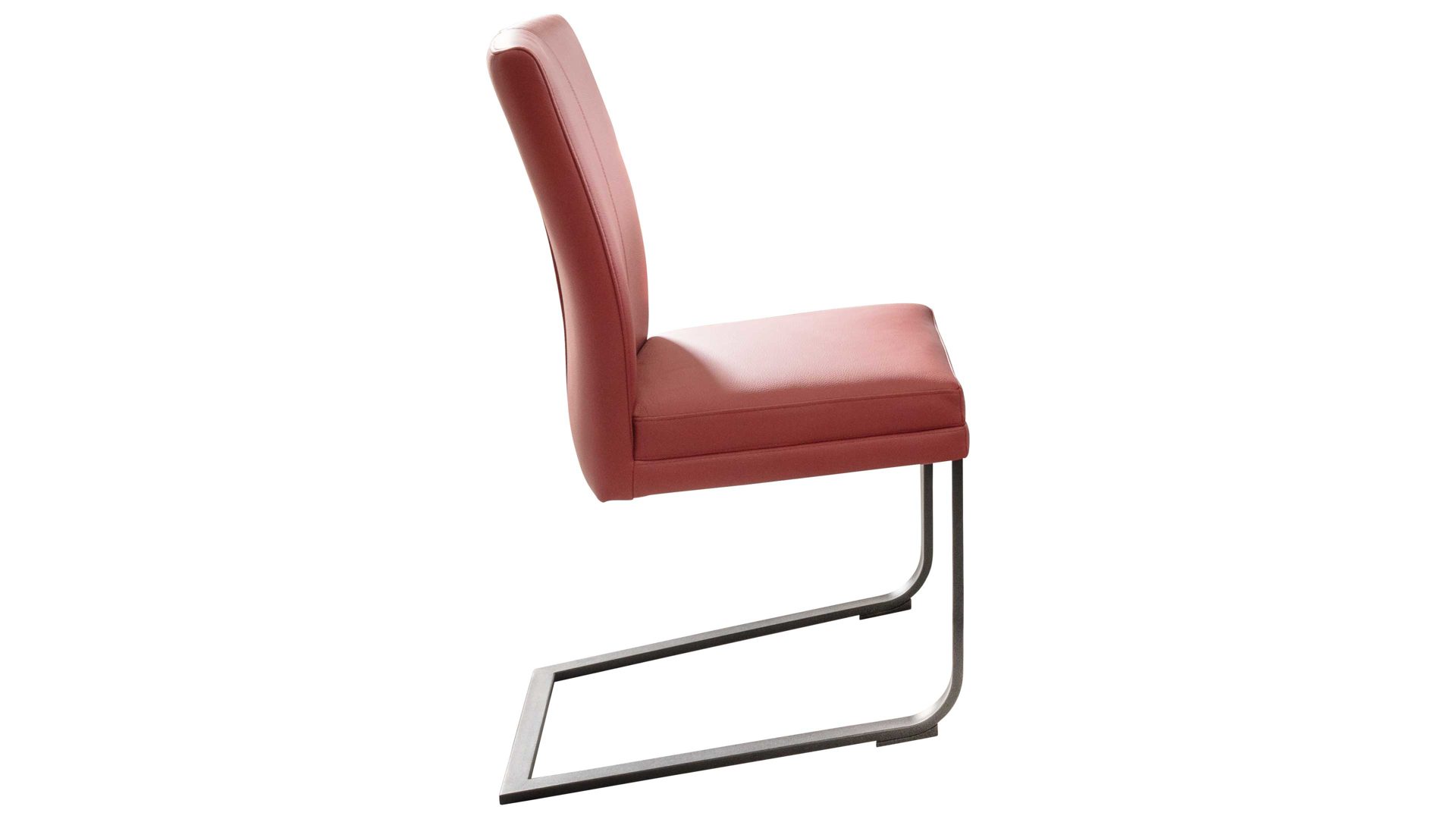 Schwingstuhl laVie aus Leder in Rot laVie Schwingstuhl bzw. Freischwinger Color-Line rubinrotes Leder Napoli 993 & gebürsteter Edelstahl