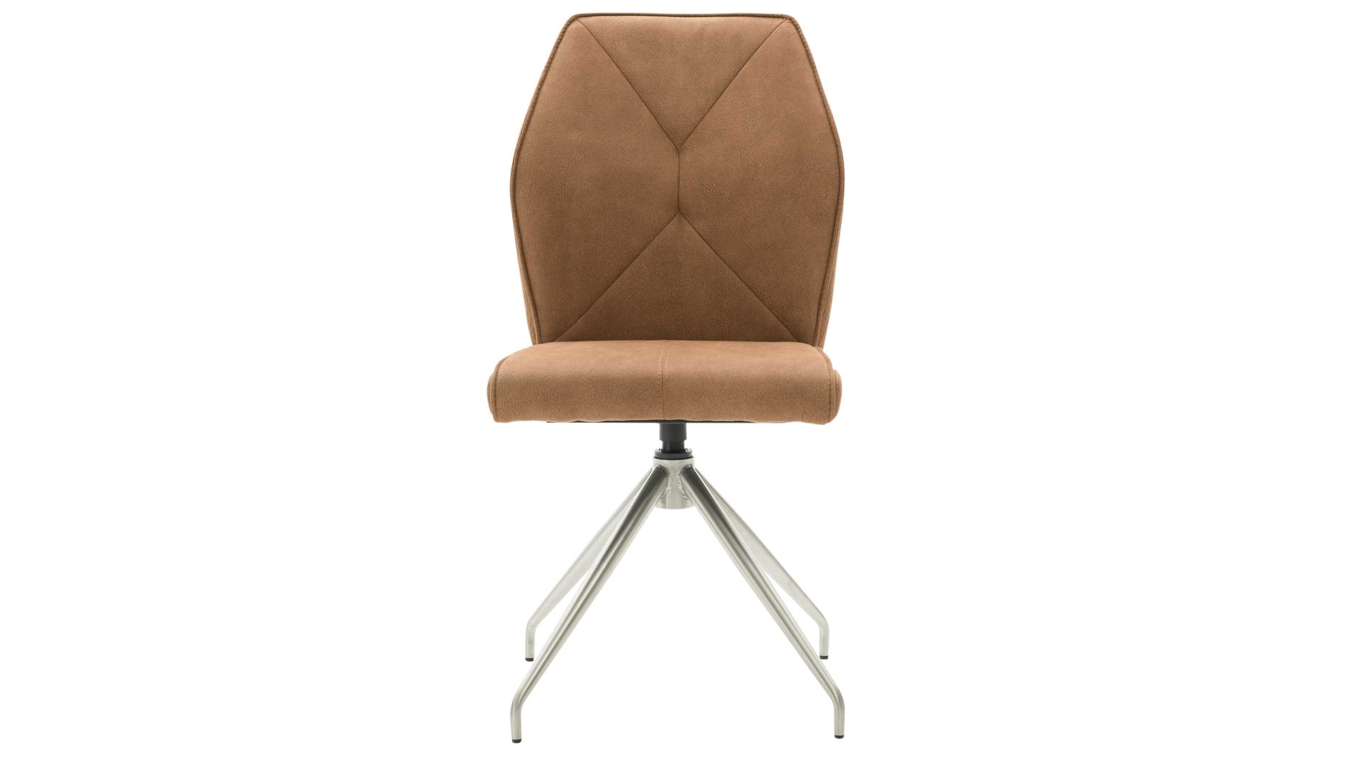 Vierfußstuhl Interliving aus Kunstfaser in Hellbraun Interliving Esszimmer Serie 5104 – Polsterstuhl mit Drehfunktion bernsteinfarbene Mikrofaser Amber & Edelstahl
