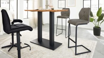 Bartisch Interliving aus Holz in Holzfarben Interliving Esszimmer Serie 5104 – Tresentisch SET2 helle Wildeiche & schwarzes Metall - ca. 120 x 70 cm