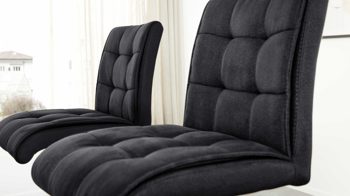 Barstuhl Interliving aus Kunstfaser in Schwarz Interliving Esszimmer Serie 5104 – Barstuhl BL52 mit Drehfunktion carbonschwarze Mikrofaser Night & mattschwarzer Sternfuß