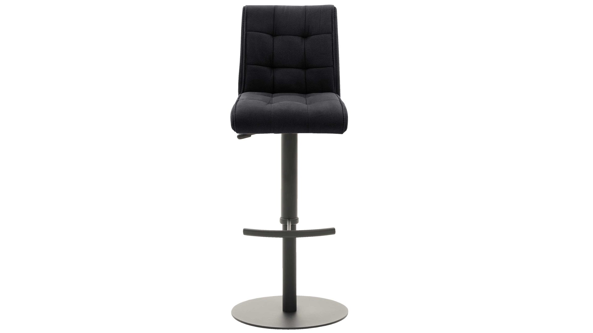 Barstuhl Interliving aus Kunstfaser in Schwarz Interliving Esszimmer Serie 5104 – Barstuhl mit Drehfunktion BL64 carbonschwarze Mikrofaser Night & mattschwarzer Tellerfuß