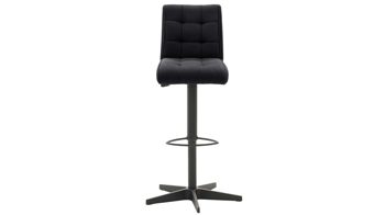 Barstuhl Interliving aus Kunstfaser in Schwarz Interliving Esszimmer Serie 5104 – Barstuhl BL52 mit Drehfunktion carbonschwarze Mikrofaser Night & mattschwarzer Sternfuß