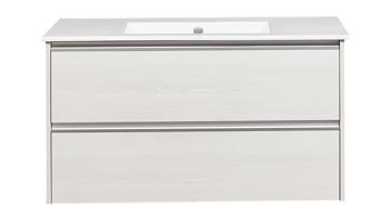 Badmöbel-Set Pelipal aus Holz in Weiß pelipal Serie 6040 - Badmöbel-Set weiße Eiche – dreiteilig