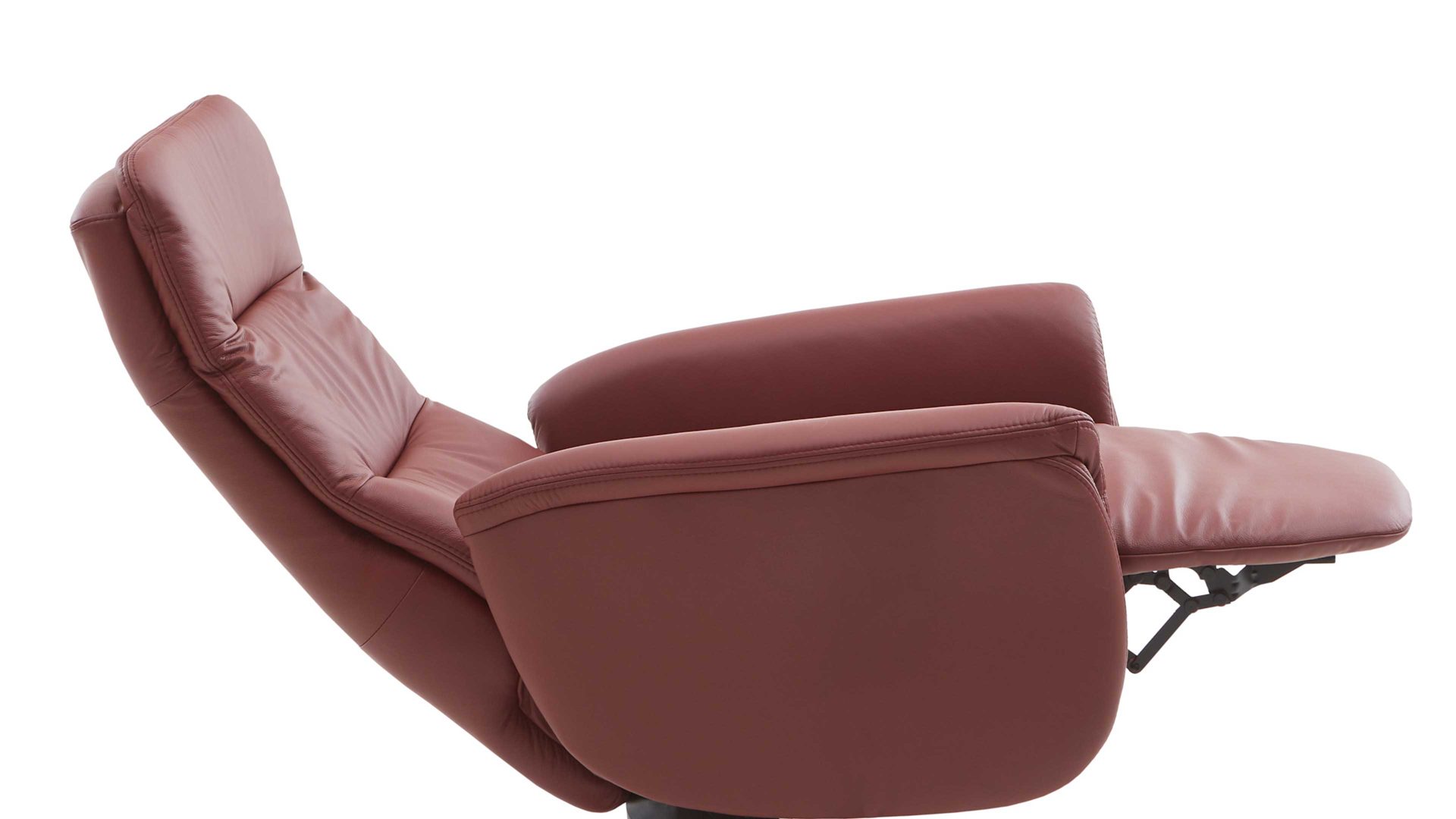 Relaxsessel OrthoSedis aus Leder in Rot OrthoSedis OS-PN1120 - Relaxsessel brombeerfarbenes Leder Torro & Edelstahl-Tellerfuß