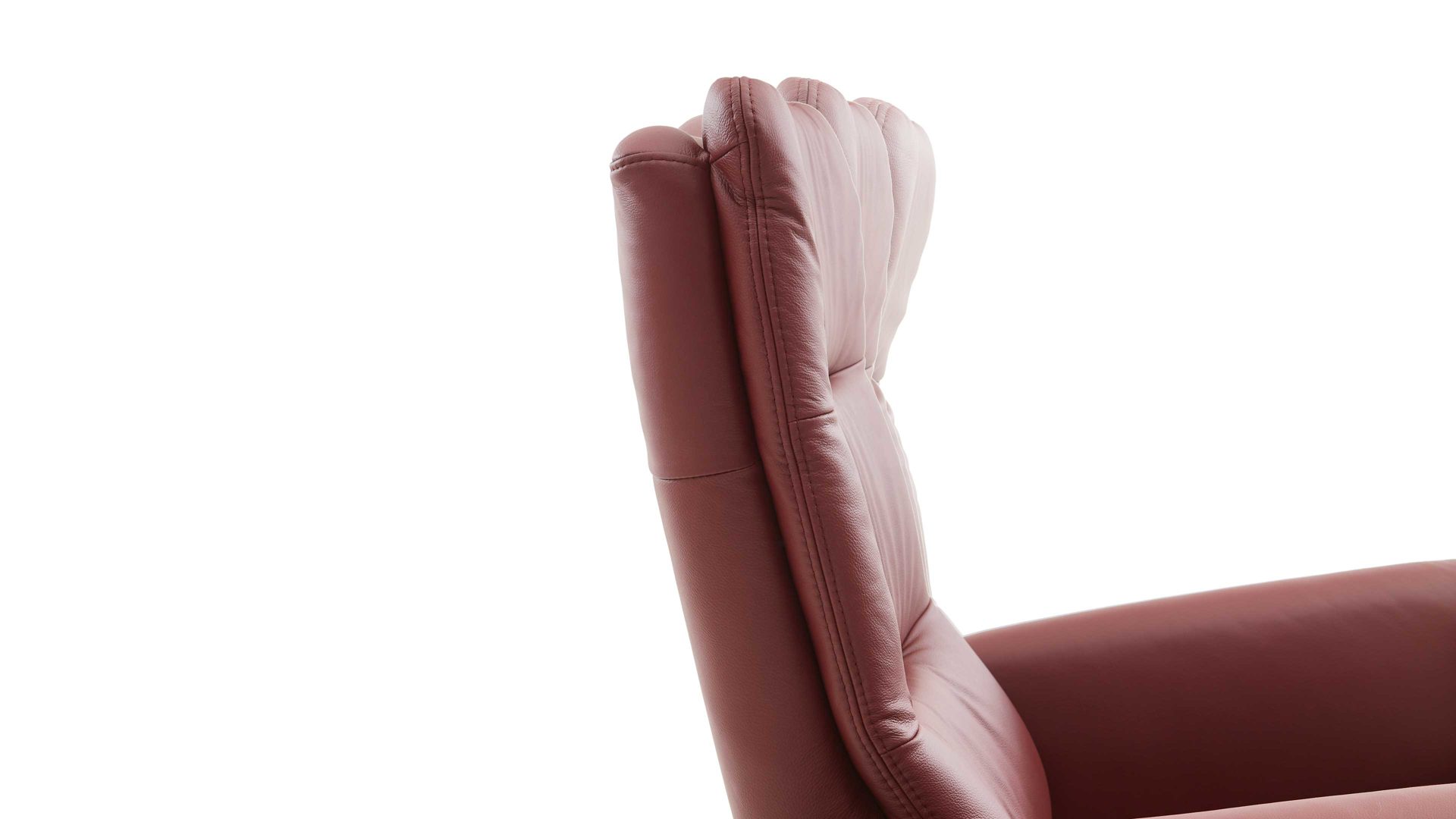 Relaxsessel OrthoSedis aus Leder in Rot OrthoSedis OS-PN1120 - Relaxsessel brombeerfarbenes Leder Torro & Edelstahl-Tellerfuß