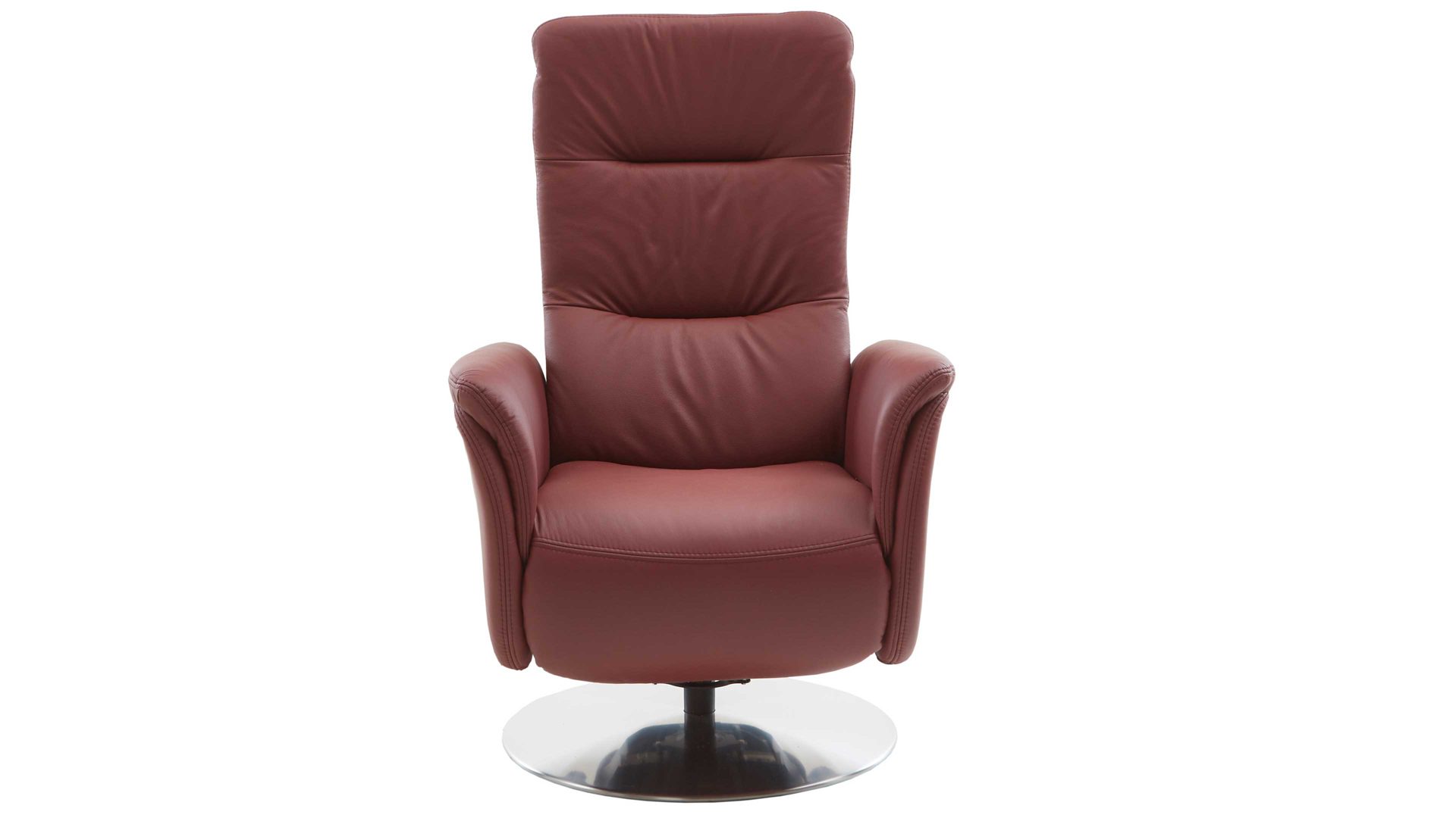 Relaxsessel OrthoSedis aus Leder in Rot OrthoSedis OS-PN1120 - Relaxsessel brombeerfarbenes Leder Torro & Edelstahl-Tellerfuß