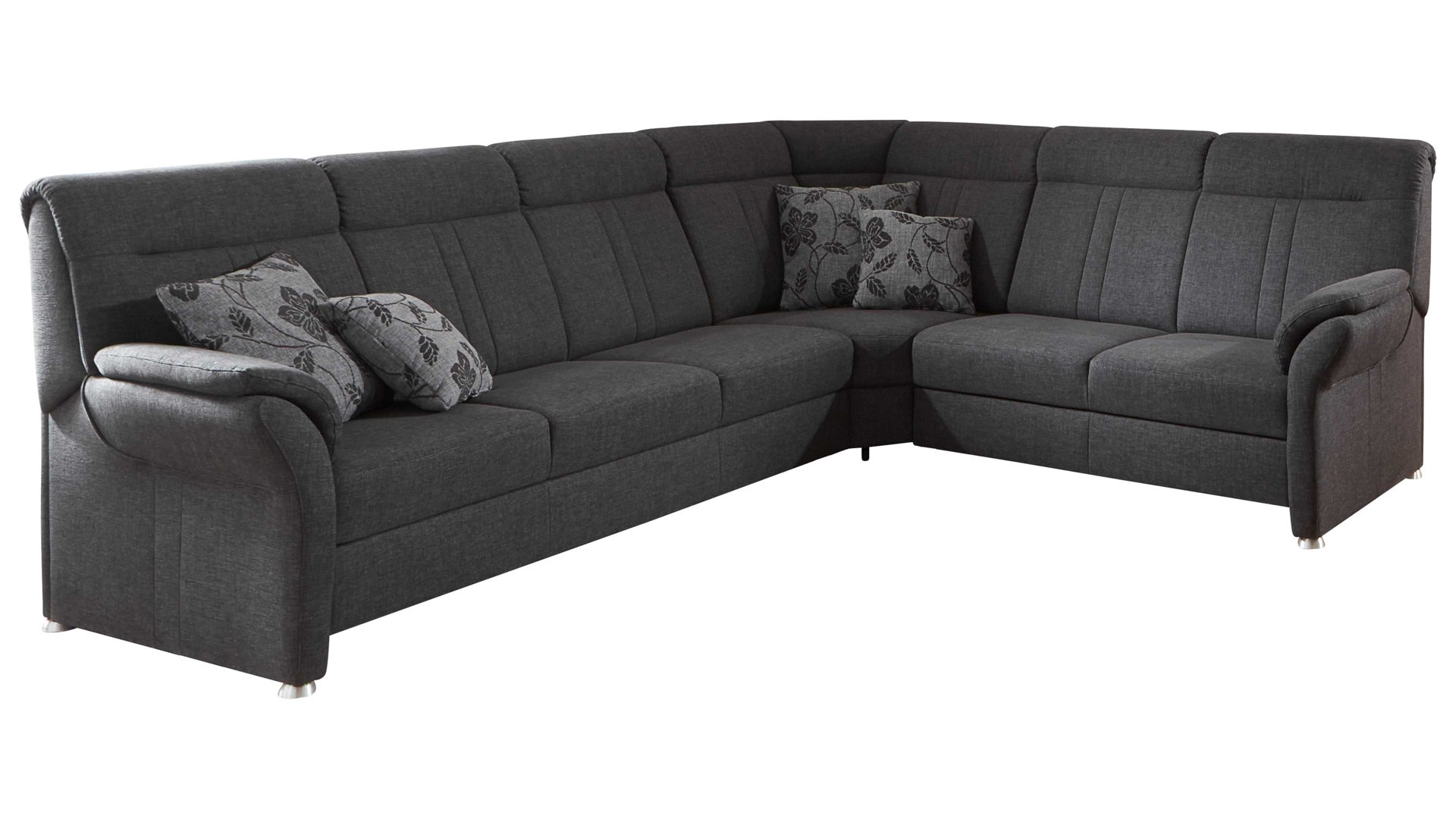 Ecksofa OrthoSedis aus Stoff in Anthrazit OrthoSedis OS-PP1003 - Ecksofa anthrazitfarbenes Flachgewebe Vincent & Metallfüße - Stellfläche ca. 306 x 248 cm