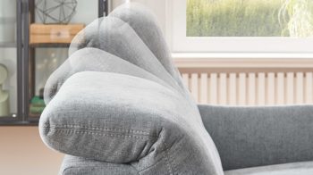 Recamiere OrthoSedis aus Stoff in Grau OrthoSedis OS-PP1174 - Recamiere stahlfarbener Stoffbezug Milan & schwarze Metallfüße - Länge ca. 213 cm