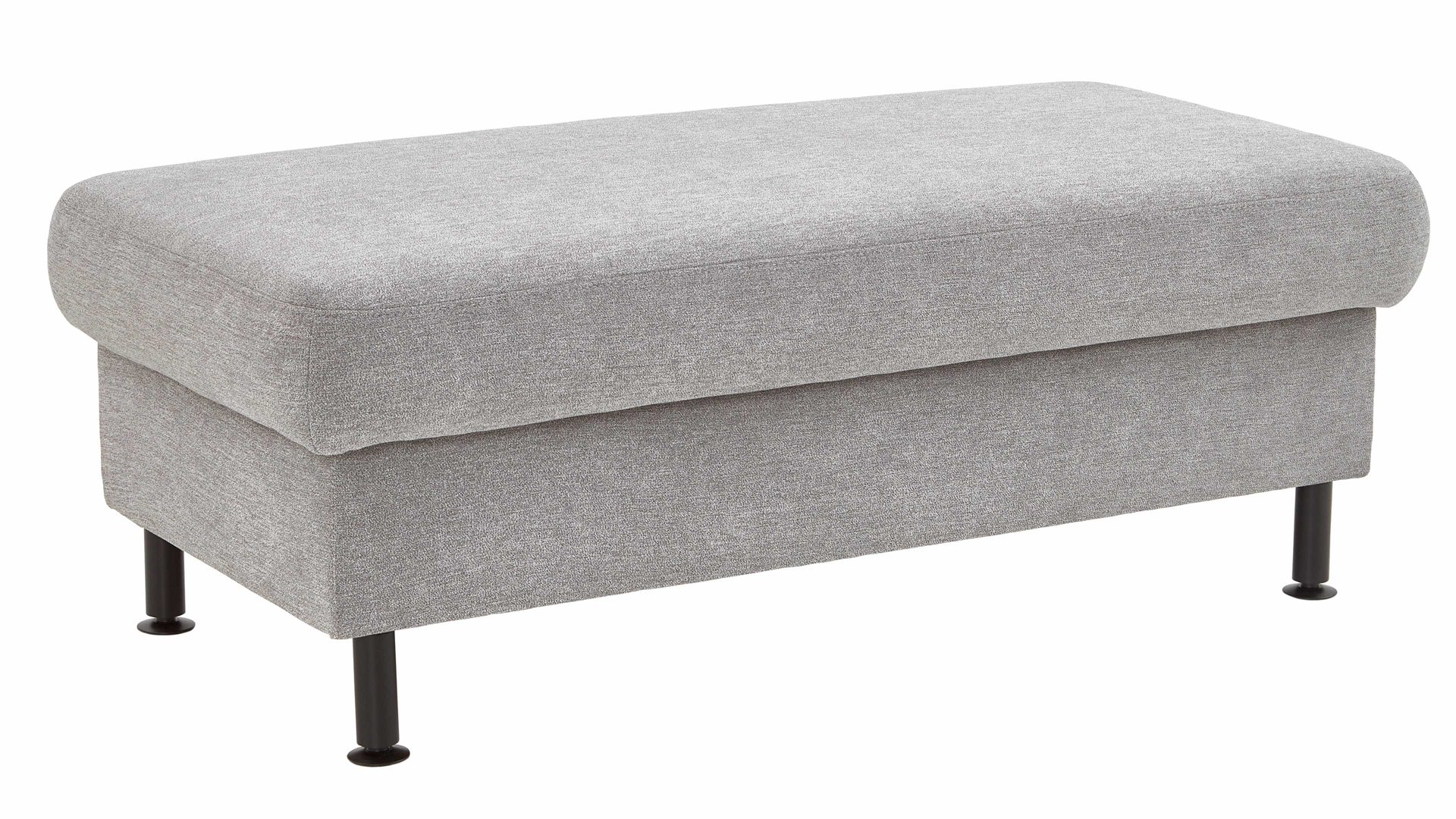 Polsterhocker modulmaster aus Stoff in Grau Modulmaster MM-ZE1129 - XXL Polsterhocker alufarbene Chenille Charly & schwarze Metallfüße - ca. 132 x 68 cm