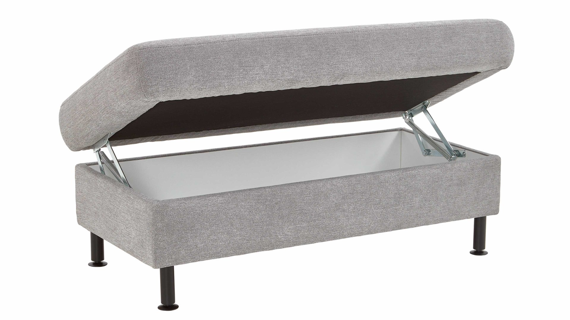 Funktionshocker modulmaster aus Stoff in Grau Modulmaster MM-ZE1129 - XXL Funktionshocker alufarbene Chenille Charly & schwarze Metallfüße - ca. 132 x 68 cm