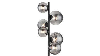 Stehleuchte Globo lighting aus Glas in Schwarz GLOBO Lampe-Serie Riha - Stehleuchte Rauchglas & mattschwarzes Metall - Höhe ca. 155 cm