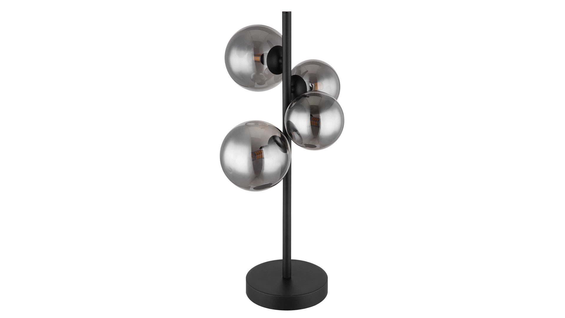 Tischleuchte Globo lighting aus Glas in Schwarz GLOBO Lampe-Serie Riha - Tischleuchte Rauchglas & mattschwarzes Metall - Höhe ca. 48 cm