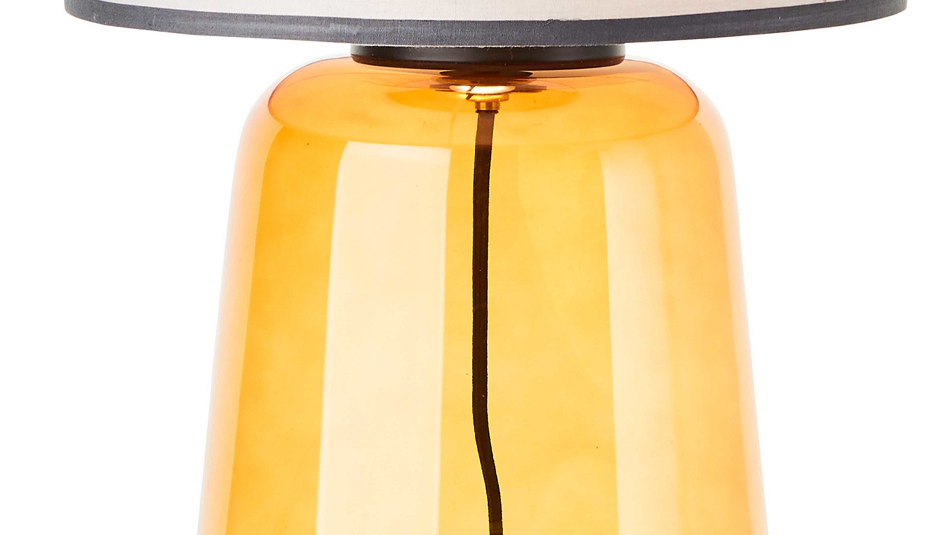 Tischleuchte Brilliant aus Glas in Gelb Brilliant Lampen-Serie Hydra - Tischleuchte gelbes Glas & grauer Stoff - Höhe ca. 57 cm