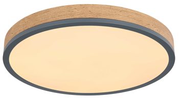 Deckenleuchte Globo lighting aus Holz in Holzfarben GLOBO Leuchten Serie Rodo - Deckenleuchte mit Farbwechsler Holz & Graphit – Durchmesser ca. 45 cm