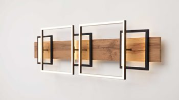 Deckenleuchte Interliving aus Metall in Schwarz Interliving Leuchten Serie 9342 - Deckenlampe dunkles Holz & mattschwarzes Metall - Länge ca. 125 cm