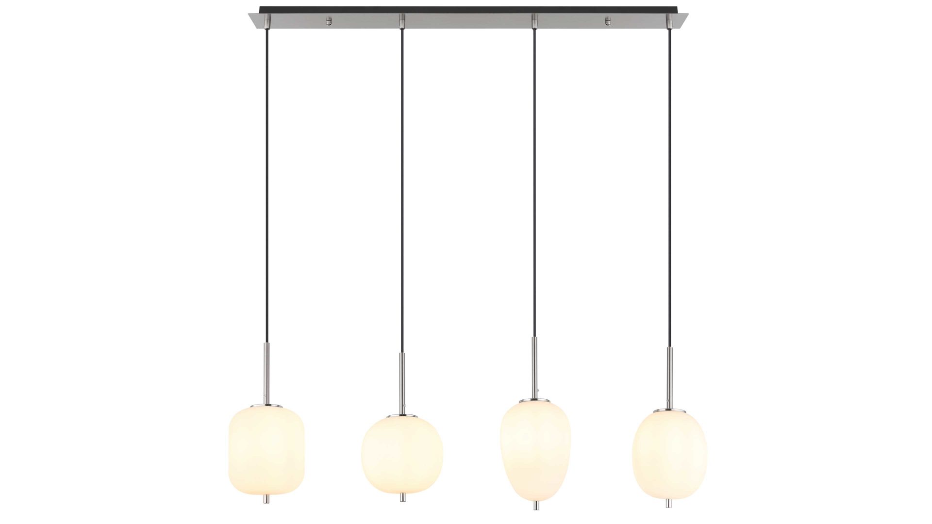 Pendelleuchte Globo lighting aus Glas in Weiß GLOBO Leuchten Serie Blacky I - Hängelampe Opalglas & Nickel matt - Länge ca. 100 cm