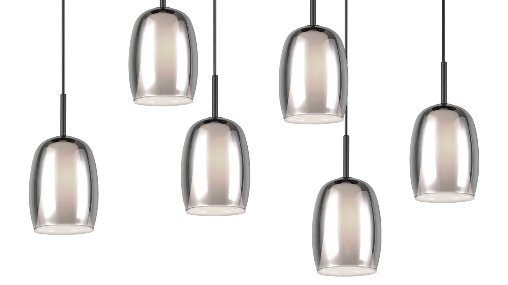 Pendelleuchte Trio lighting for you aus Glas in Grau TRIO Leuchten Serie Barret - Hängelampe Rauchglas & weißes Glas - Länge ca. 95 cm