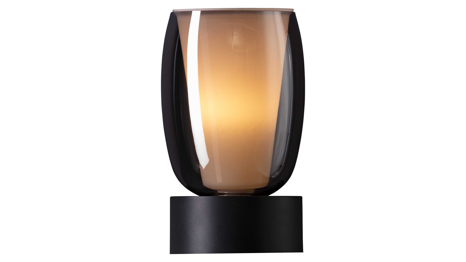 Tischleuchte Trio lighting for you aus Glas in Grau TRIO Leuchten Serie Barret - Tischlampe Rauchglas & weißes Glas - Höhe ca. 24 cm