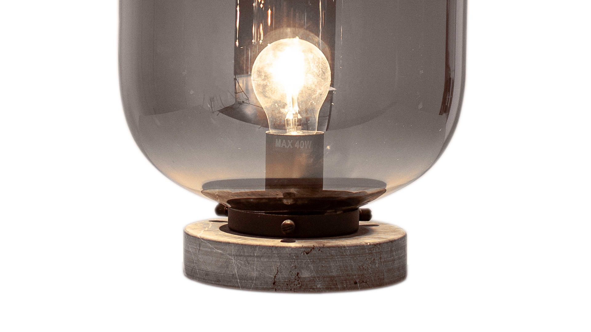 Tischleuchte By rydens aus Metall in Grau BY RYDÉNS Leuchten Serie Leola - Tischleuchte rauchgraues Glas & Schwarz - Höhe ca. 34 cm