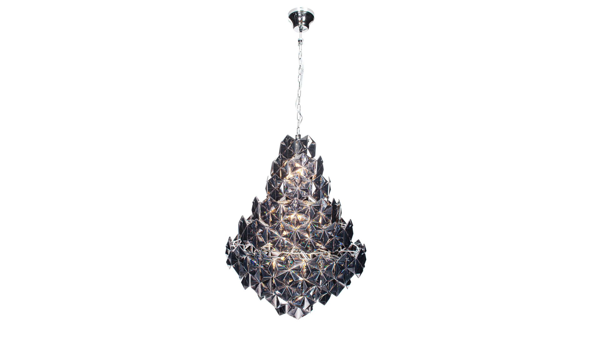 Pendelleuchte By rydens aus Metall in Schwarz BY RYDÉNS Leuchten Serie Monarque Grande - Hängeleuchte Schwarz & Chrom - Höhe ca. 75 cm