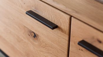 Wohnwand Mca furniture aus Holz in Holzfarben Wohnprogramm Portland - Wohnkombination III Asteiche bianco & Anthrazit – zweiteilig, Breite ca. 265 cm