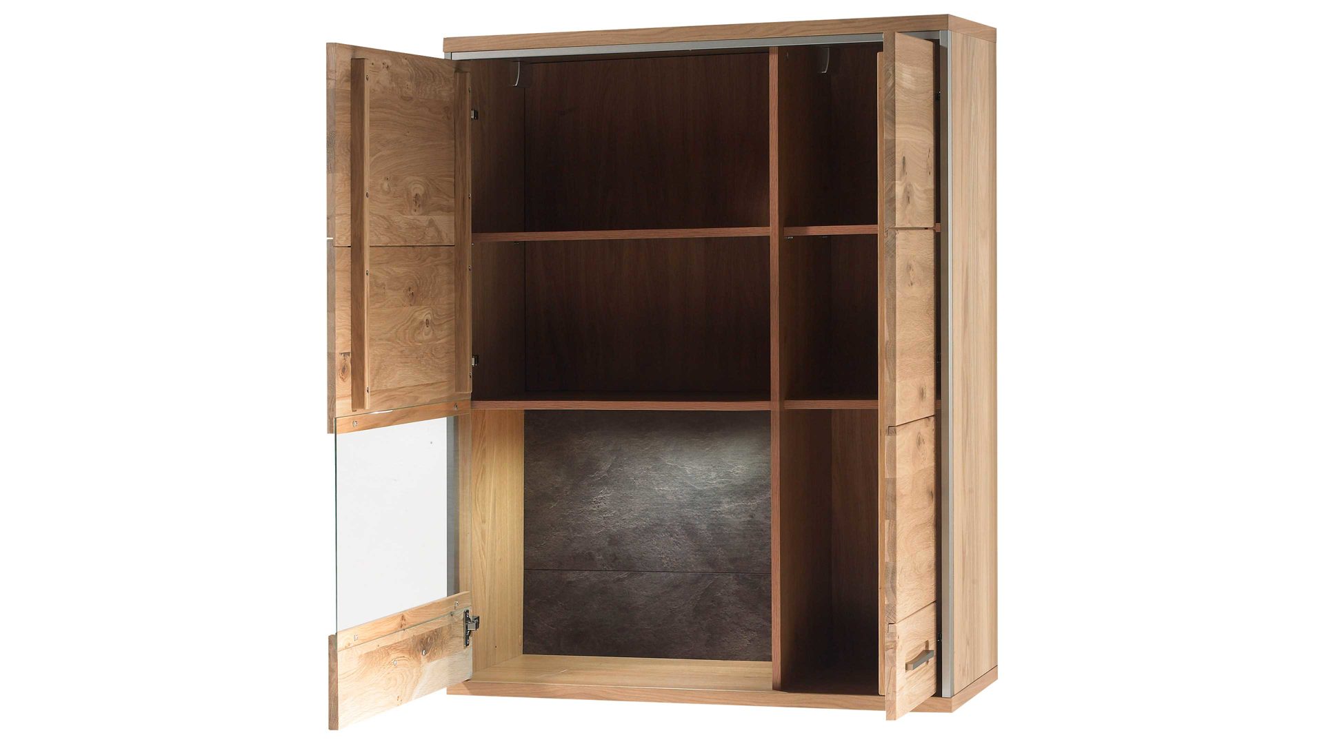 Wohnwand Mca furniture aus Holz in Holzfarben Wohnprogramm Espero - Wohnwand W02 Asteiche bianco – fünfteilig, Breite ca. 321 cm