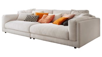 Bigsofa SOFAkultur aus Stoff in Weiß SOFAkultur Programm 760 - Bigsofa schneeweißer Cordbezug - Länge ca. 294 cm