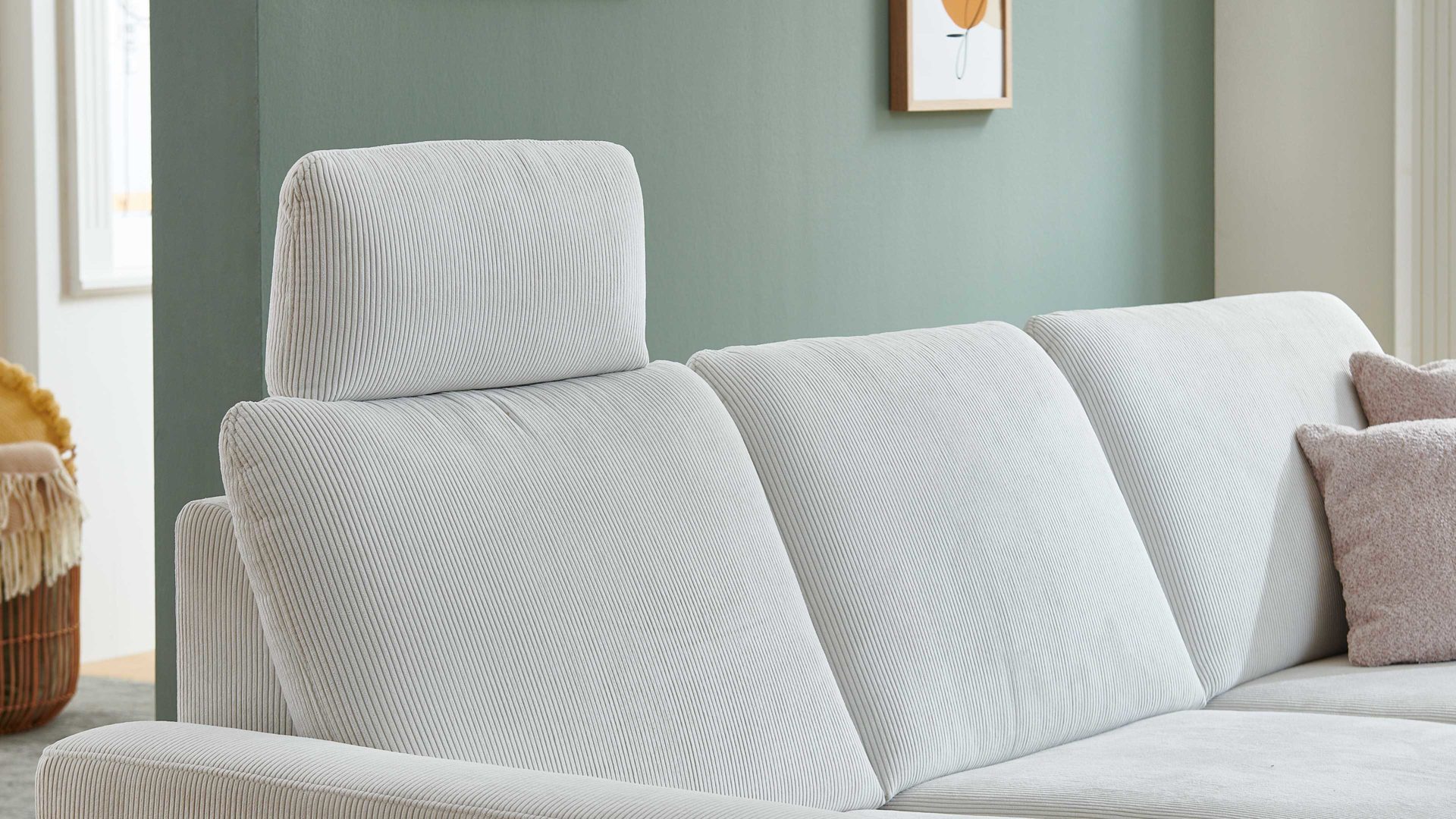 Kopfstütze modulmaster aus Stoff in Weiß Modulmaster MM-ZE1126 - Kopfstütze PKSG naturweißer Feincord - ca. 60 x 23 cm