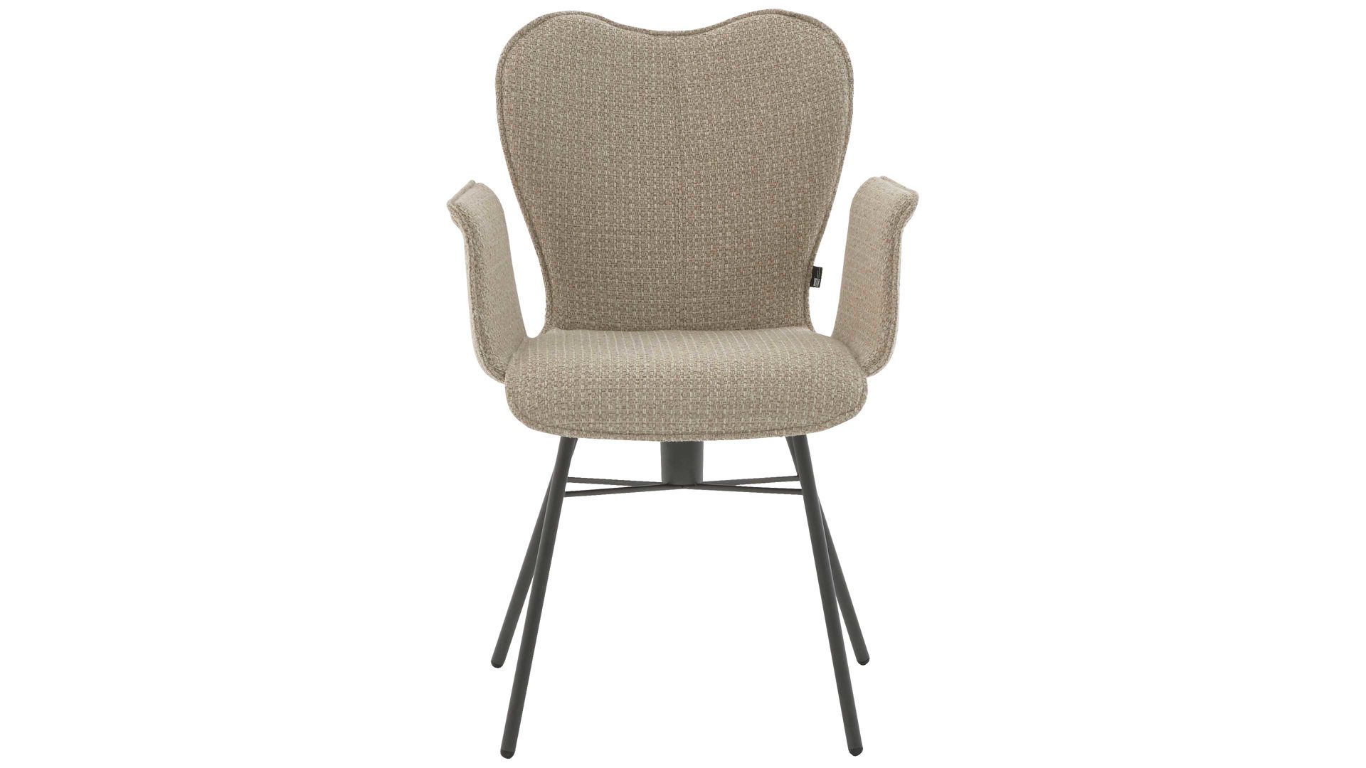 Vierfußstuhl Interliving aus Stoff in Beige Interliving Esszimmer Serie 5115 - Armlehnstuhl Aiko Four A32 beiger Bezug Shout 05 & anthrazitfarbenes Metall