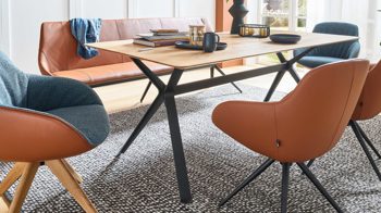 Esstisch Interliving aus Holz in Holzfarben Interliving Esszimmer Serie 5115 - Esstisch astige Eiche & anthrazitfarbenes Metall - ca. 200 x 100 cm