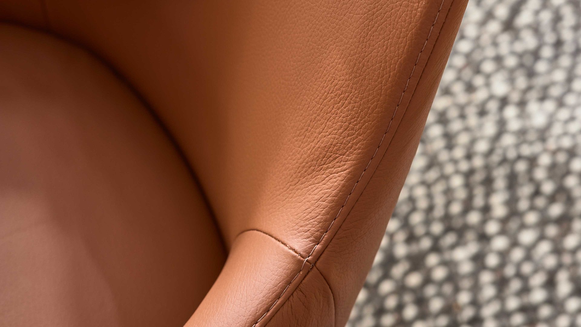 Polsterstuhl Interliving aus Leder in Hellbraun Interliving Esszimmer Serie 5115 - Armlehnstuhl Ravi Stativ R23L sattelfarbenes Leder LD2015 & anthrazitfarbenes Metall