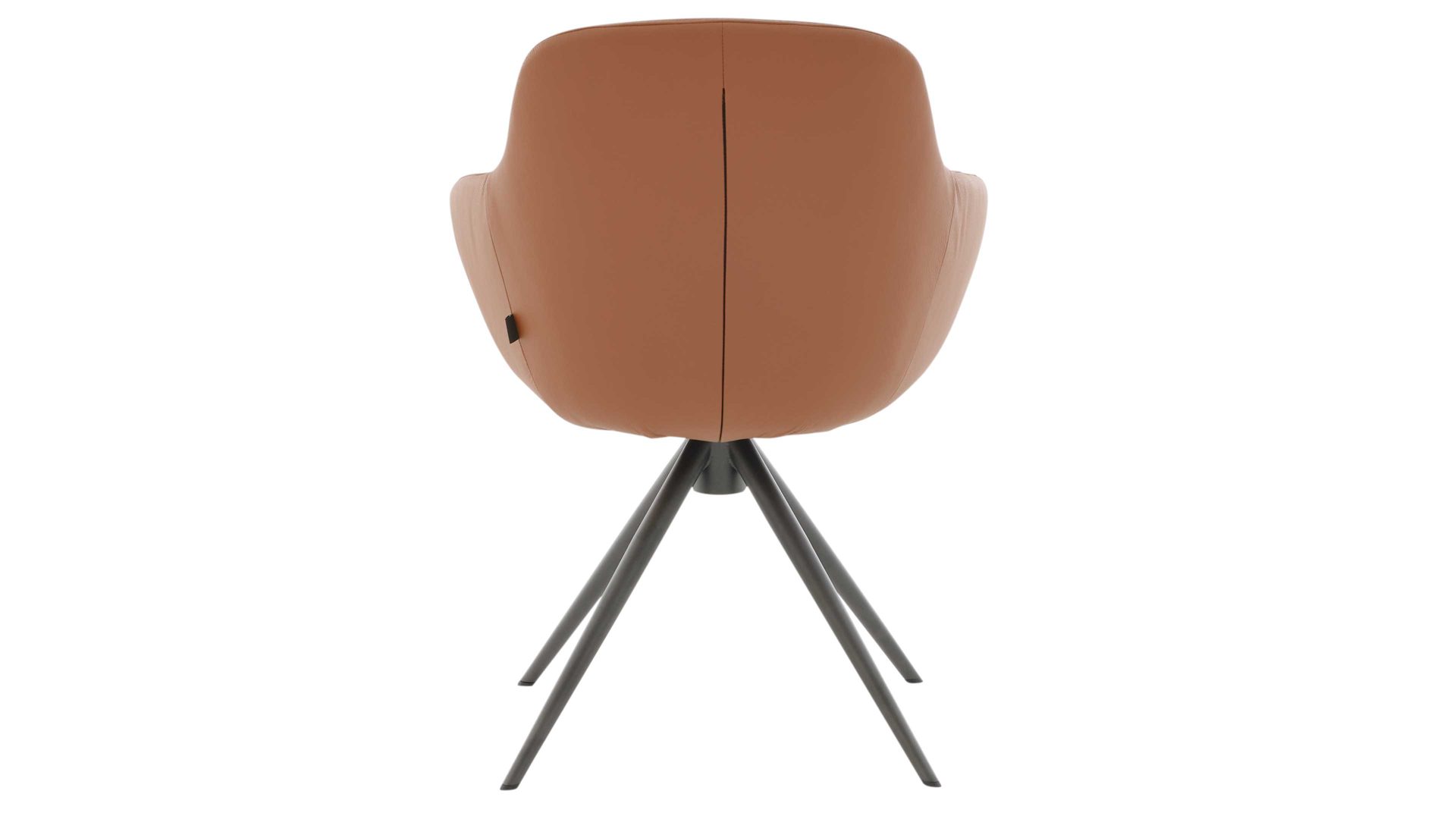 Polsterstuhl Interliving aus Leder in Hellbraun Interliving Esszimmer Serie 5115 - Armlehnstuhl Ravi Stativ R23L sattelfarbenes Leder LD2015 & anthrazitfarbenes Metall