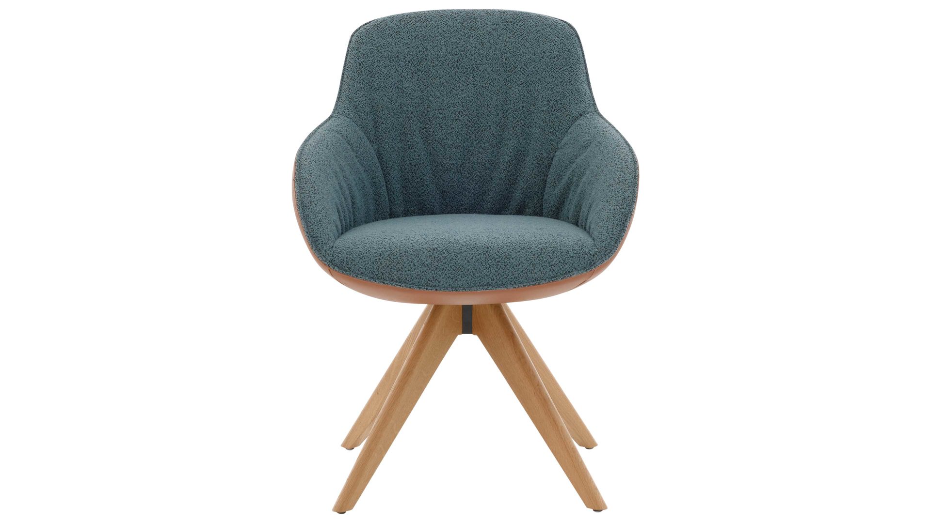 Polsterstuhl Interliving aus Stoff in Blau Interliving Esszimmer Serie 5115 - Armlehnstuhl in Stoff-Leder-Kombination sattelfarbenes Leder LD2015 & denimfarbener Bezug Alpine 153, Eiche