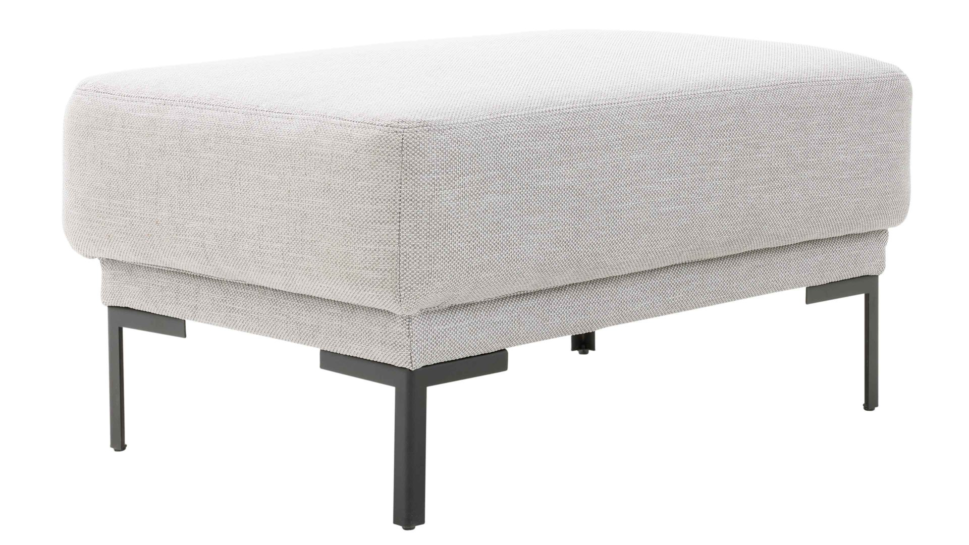 Polsterhocker Interliving aus Stoff in Hellgrau Interliving Sofa Serie 4251 – Polsterhocker platinfarbener Stoffbezug Vaneo 7 & Metallfüße 4.26 – ca. 95 x 65 cm