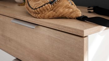 Garderoben-Set Interliving aus Holz in Weiß Interliving Garderobe Serie 6012 - Garderoben-Set weißer Mattlack & Steineiche - dreiteilig