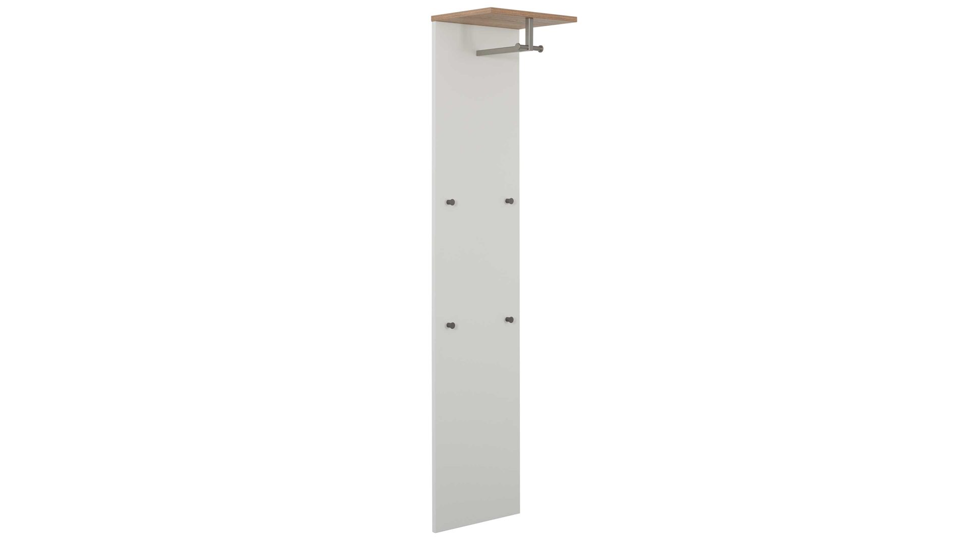 Wandgarderobe Interliving aus Holz in Weiß Interliving Garderobe Serie 6012 - Wandgarderobe weißer Mattlack & Steineiche - ca. 40 x 180 cm