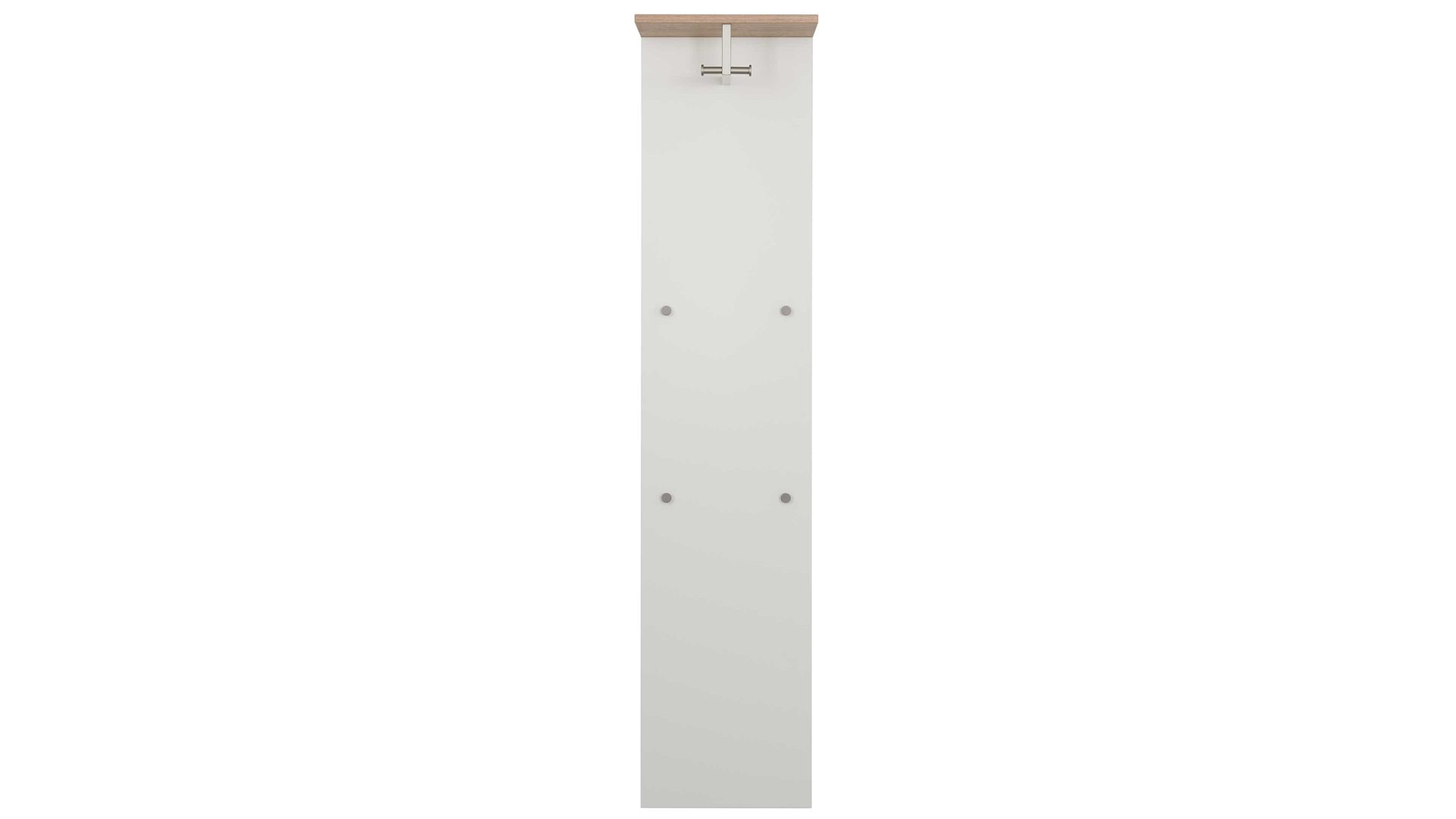 Wandgarderobe Interliving aus Holz in Weiß Interliving Garderobe Serie 6012 - Wandgarderobe weißer Mattlack & Steineiche - ca. 40 x 180 cm