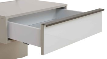 Nachtkommode Interliving aus Holz in Weiß Interliving Schlafzimmer Serie 1032 – Hängekonsolen-Set Weiß & Kieselgrau - zweiteilig